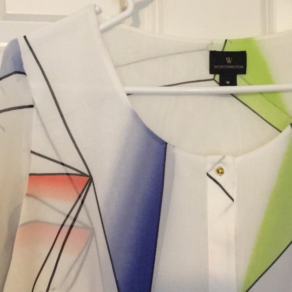 Worthington Semi-sheer geo patterned top - Picture 2 of 6